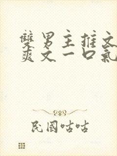 双男主推文完结爽文一口气看完