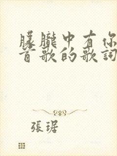 朦胧中有你是哪首歌的歌词