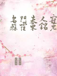 名门夫人宠妻成瘾霍东铭免费阅读