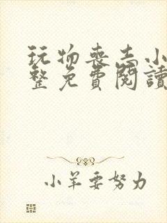 玩物丧志小说完整免费阅读未删减版