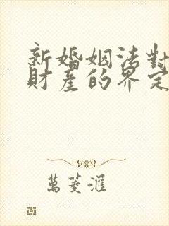 新婚姻法对婚前财产的界定