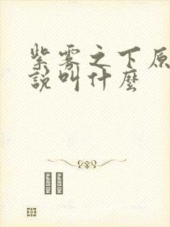 紫雾之下原著小说叫什么