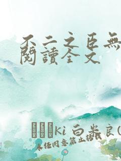 不二之臣无删减阅读全文