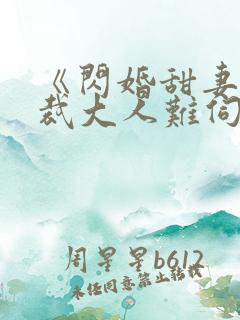 《闪婚甜妻,总裁大人难伺候