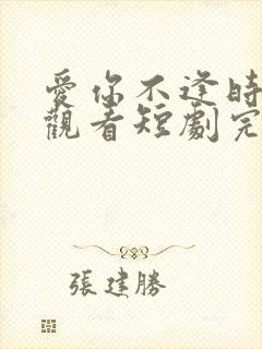 爱你不逢时免费观看短剧完整版