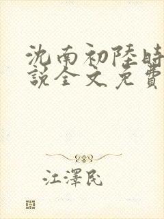 沈南初陆时砚小说全文免费阅读