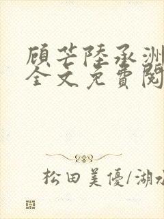 顾芒陆承洲小说全文免费阅读无弹窗