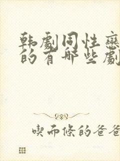 韩剧同性恋好看的有哪些剧名