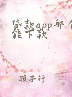 贷款app哪个能下款