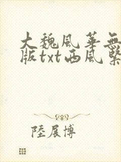 大魏风华无删减版txt西风紧
