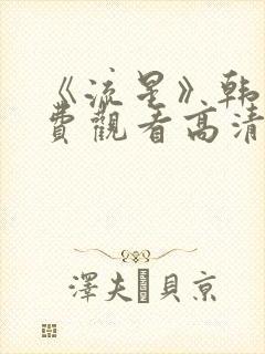 《流星》韩剧免费观看高清