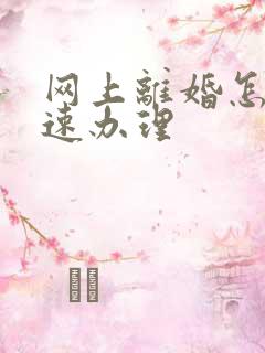 网上离婚怎么快速办理