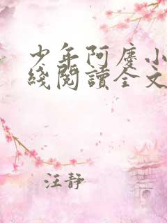 少年阿庆小说在线阅读全文