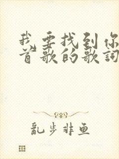 我要找到你是哪首歌的歌词