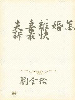 夫妻离婚怎样起诉最快