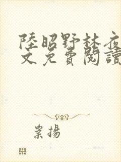 陆昭野林夜棠全文免费阅读最新章节