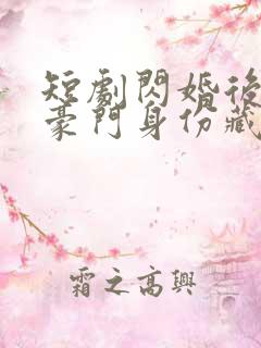 短剧闪婚后老公豪门身份藏不住了