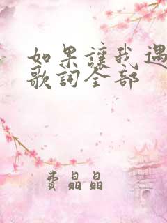 如果让我遇见你歌词全部