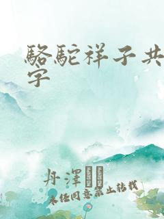 骆驼祥子共多少字