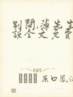 别闹,薄先生小说全文免费阅读txt