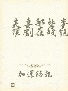 夫妻那些事儿电视剧在线观看