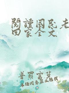 阅读国民老公带回家全文