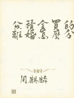 公积金买的房子离婚怎么分割