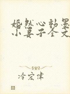 婚然心动墨少的小妻子全文阅读