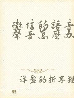 微信的语音没有声音怎么办