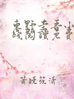 东野圭吾小说在线阅读免费