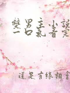 双男主小说推文一口气看完甜文