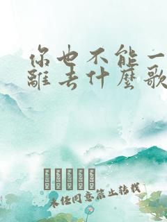 你也不能一个人离去什么歌