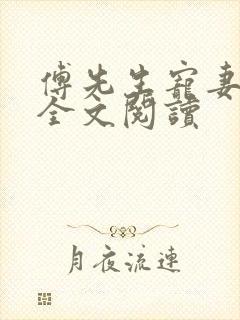 傅先生宠妻无度全文阅读