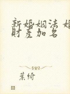 新婚姻法 婚前财产加名