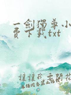 一剑独尊小说免费下载txt