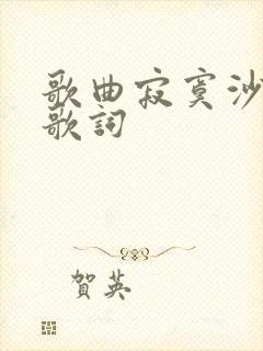 歌曲寂寞沙洲冷歌词