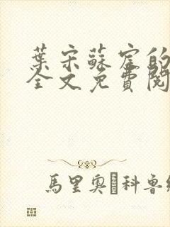 叶宋苏宸的小说全文免费阅读