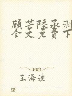 顾芒陆承洲小说全文免费下载