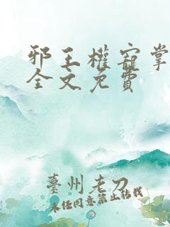 邪王权宠掌心娇全文免费