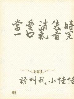 当爱消失时短剧一口气看完