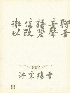 微信语音聊天可以改变声音吗