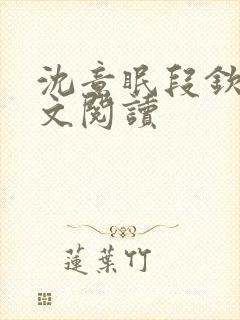 沈意眠段钦言全文阅读