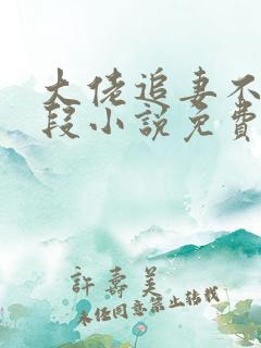 大佬追妻不择手段小说免费听书