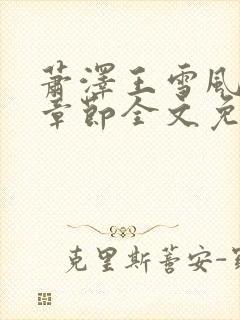 萧泽王雪风最新章节全文免费阅读