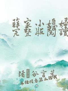 薛家小媳妇小说完整版阅读免费