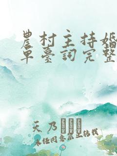 农村主持婚礼简单台词完整版