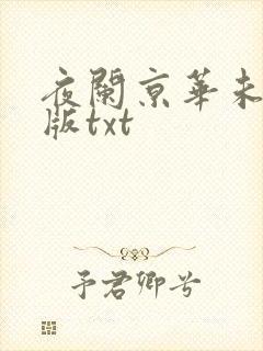 夜阑京华未删减版txt