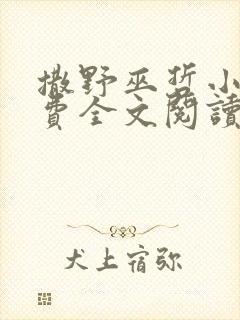 撒野巫哲小说免费全文阅读