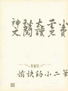 神秘太子小说全文阅读免费无弹窗