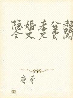 隐婚老公超给力全文免费阅读